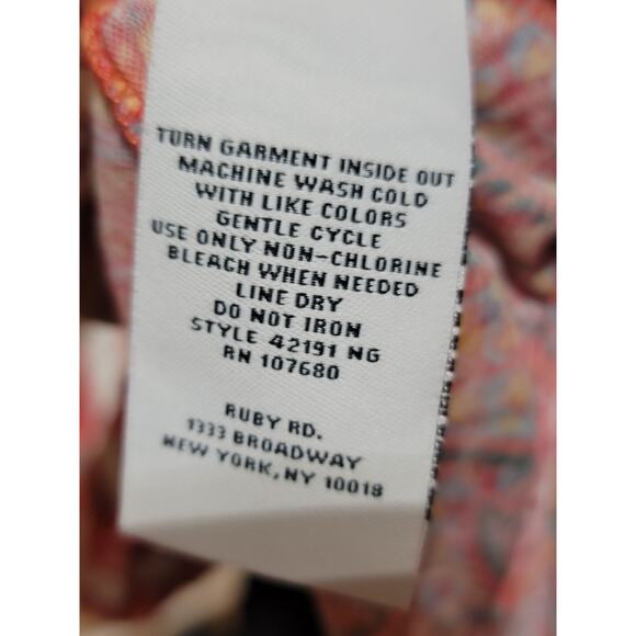 Ruby Rd Blouse Women's Large Multicolor Paisley Print Long Sleeve Tunic Top - Picture 13 of 14